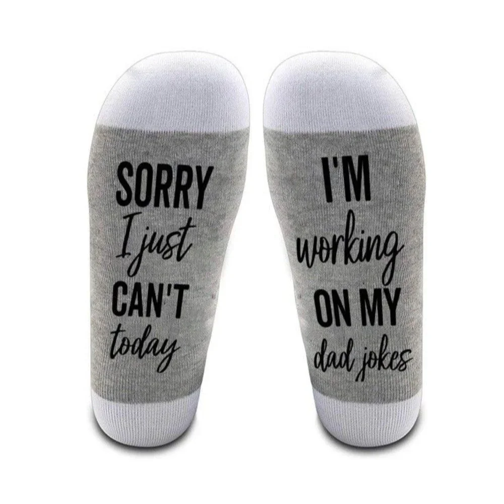 NWT “Sorry I Just Cant Today I’m Working On My Dad Jokes” Socks Med Grey Father